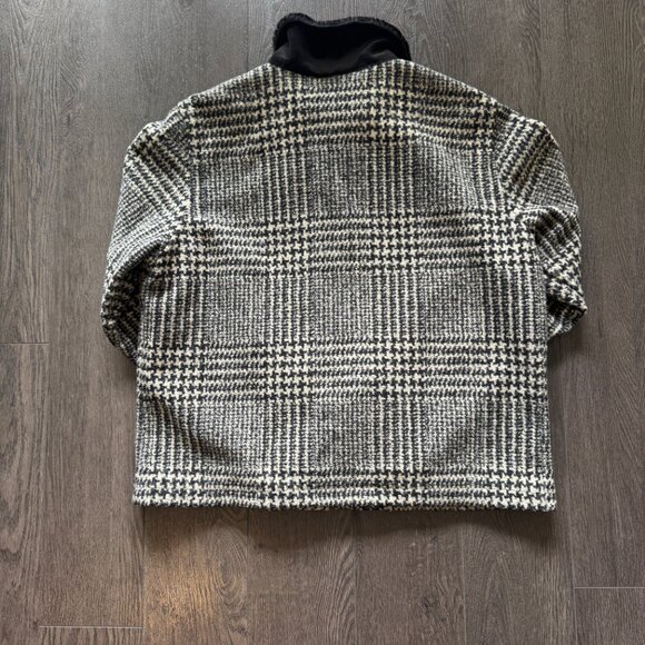 VINTAGE TALBOTS ZIPPER JACKET HERRINGBONE BLACK WHITE SIZE LARGE - Picture 5 of 10